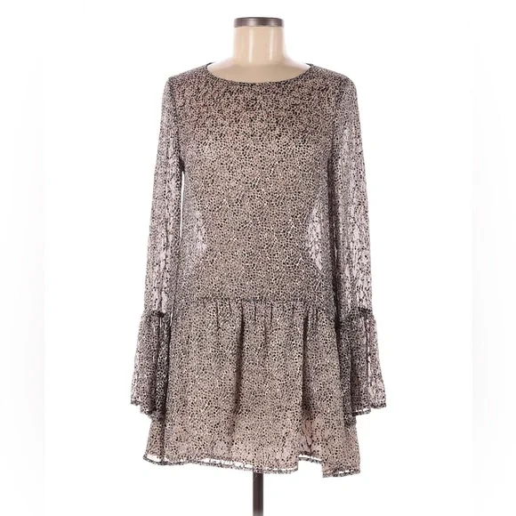 For Love & Lemons Leopard Print Sheer Silk Dress💜🖤💜 - Picture 1 of 9